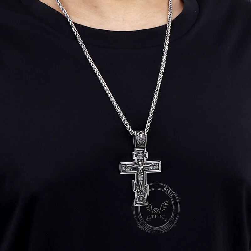 17420-retro-orthodox-crucifixion-stainless-steel-cross-pendant-2.webp Retro Orthodox Crucifixion Stainless Steel Cross Pendant