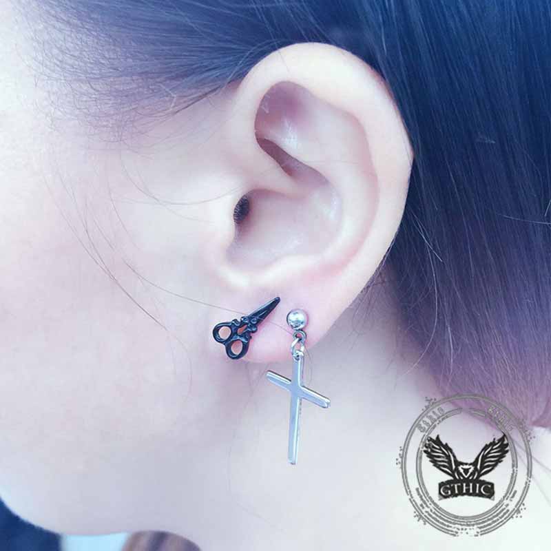 Fashion Scissor-Shaped Stainless Steel Stud Earrings