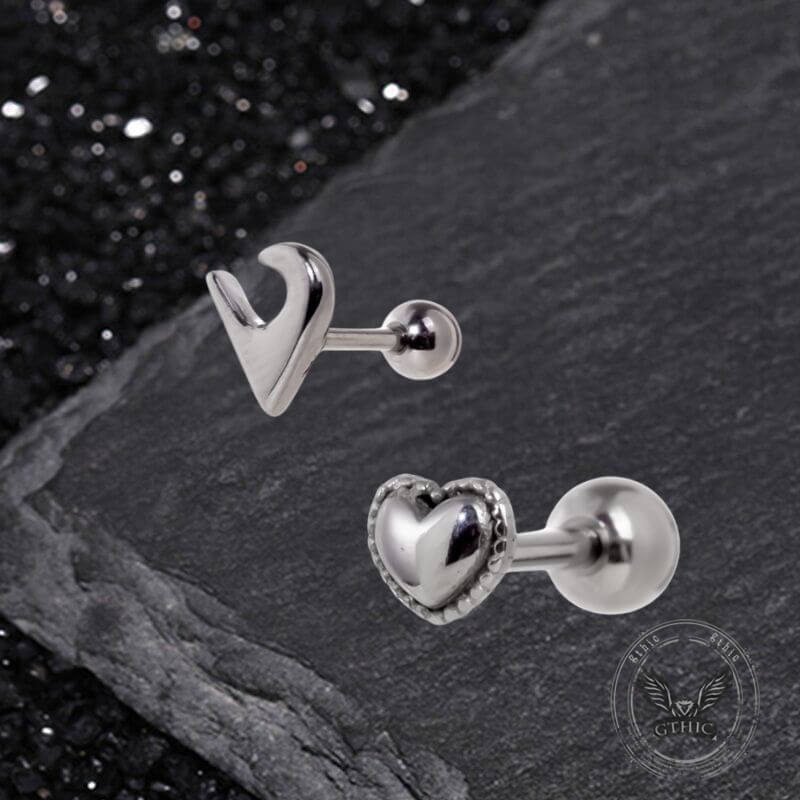 Punk Multi-Style Skull Heart Stainless Steel Earrings Set