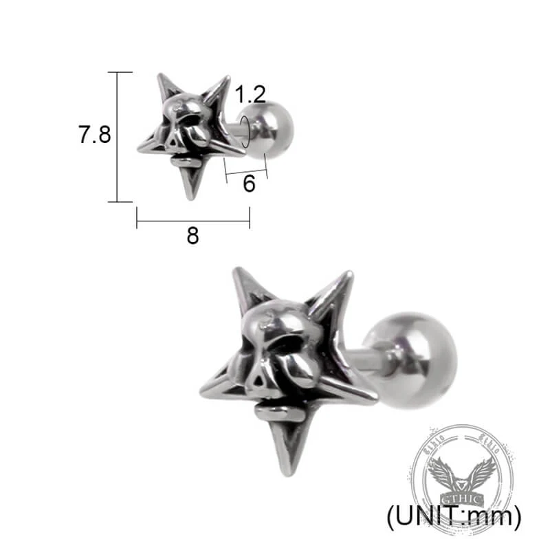 Punk Multi-Style Skull Heart Stainless Steel Earrings Set