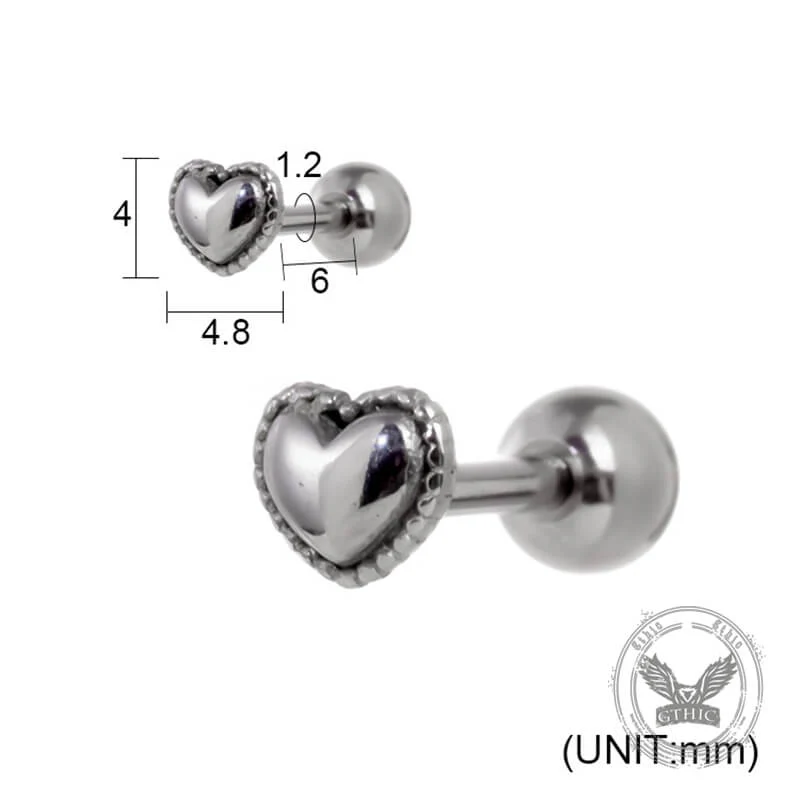Punk Multi-Style Skull Heart Stainless Steel Earrings Set