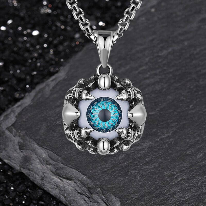 Punk Hiphop Evil Eye Stainless Steel Skull Pendant