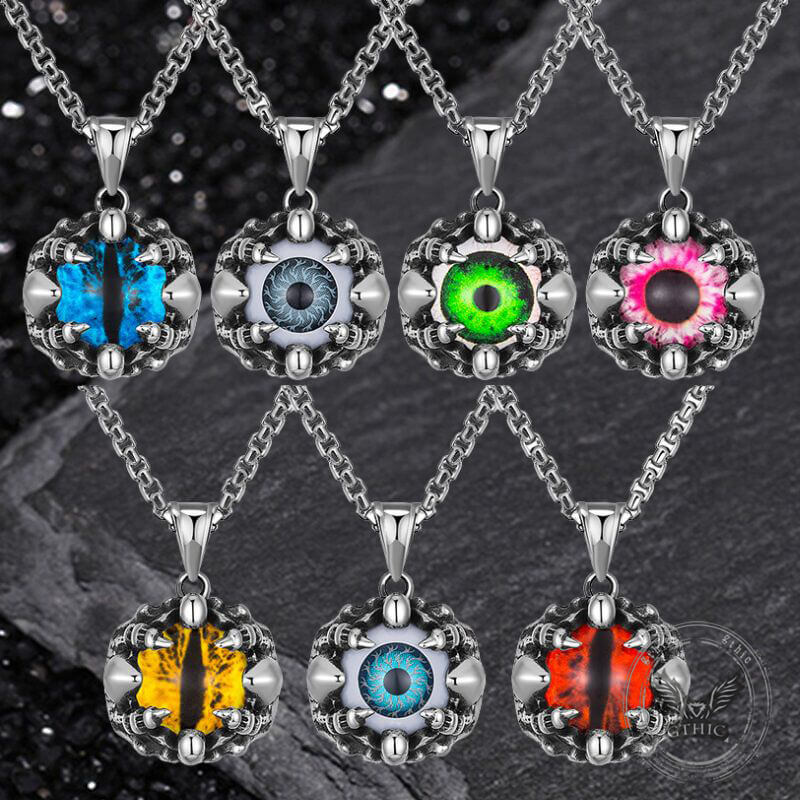 Punk Hiphop Evil Eye Stainless Steel Skull Pendant