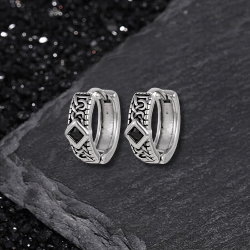 Retro Flower Smiley Star Stainless Steel Punk Earrings