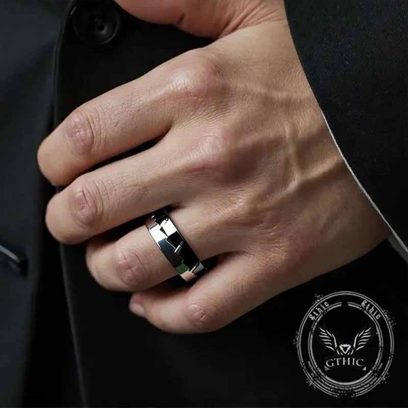 Simple Mechanical Ratchet Stainless Steel Spinner Ring