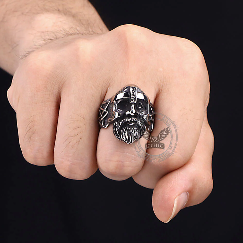 Nordic Viking Odin Head Stainless Steel Ring
