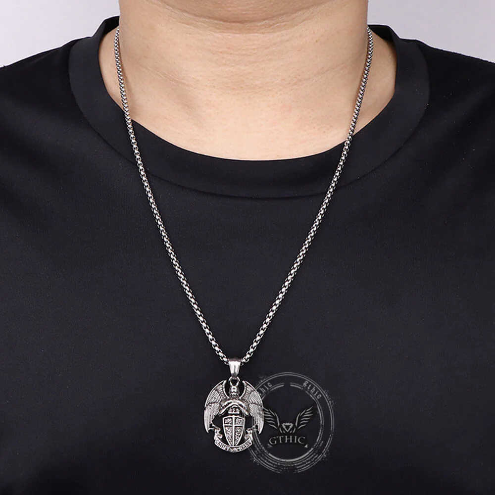 St. Michael Cross Shield Stainless Steel Pendant
