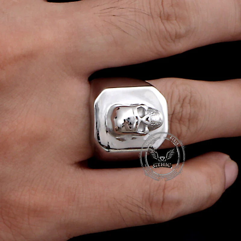 Punk Skull Head Stainless Steel Square Ring