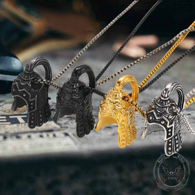 Vintage Warrior Helmet Stainless Steel Pendant