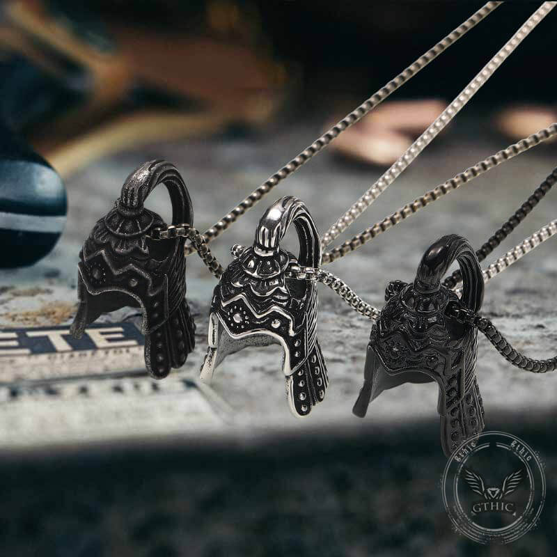 Vintage Warrior Helmet Stainless Steel Pendant