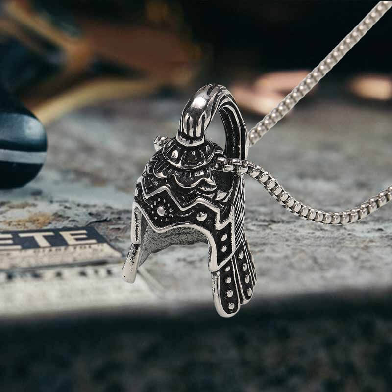 Vintage Warrior Helmet Stainless Steel Pendant