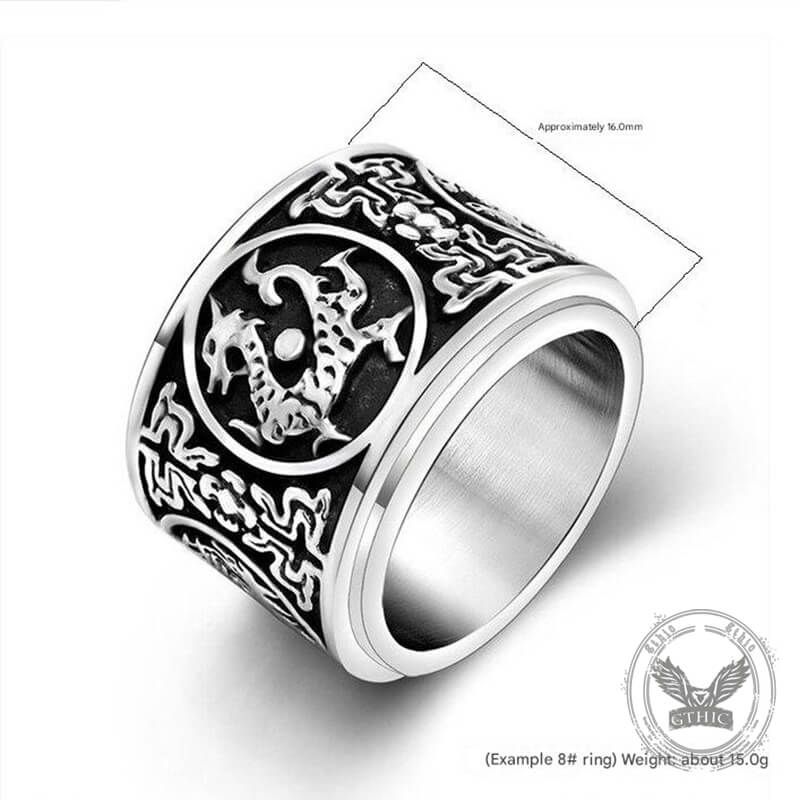 Vintage Four Mythical Beasts Stainless Steel Spinner Ring