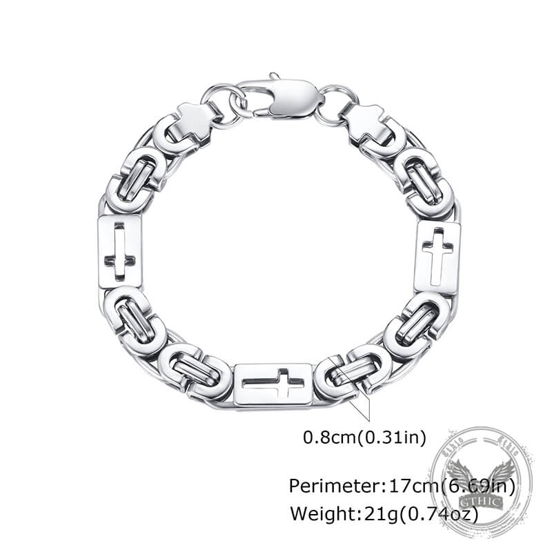 Punk Hollow Cross Byzantine Stainless Steel Bracelet