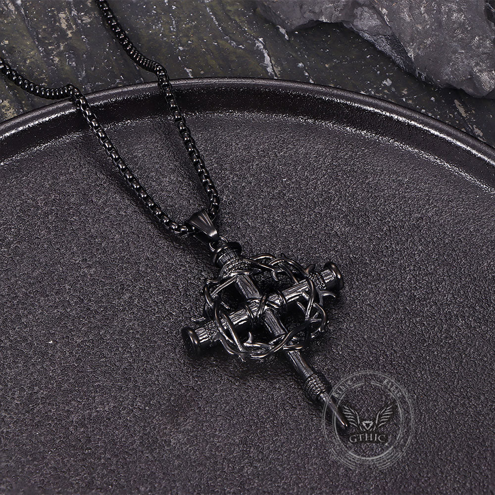 17660-vintage-thorn-wreath-stainless-steel-cross-pendant-11.jpg Vintage Thorn Wreath Stainless Steel Cross Pendant
