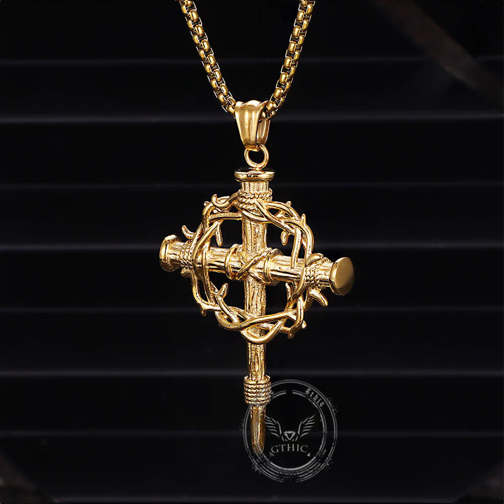 17660-vintage-thorn-wreath-stainless-steel-cross-pendant-13.webp Vintage Thorn Wreath Stainless Steel Cross Pendant