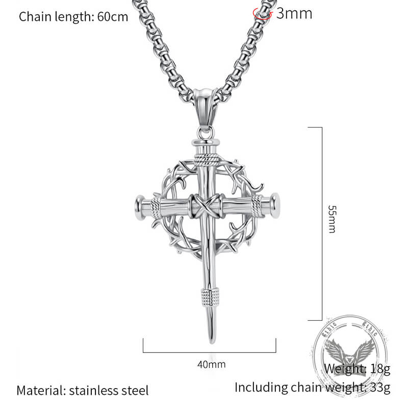 17660-vintage-thorn-wreath-stainless-steel-cross-pendant-15.jpg Vintage Thorn Wreath Stainless Steel Cross Pendant