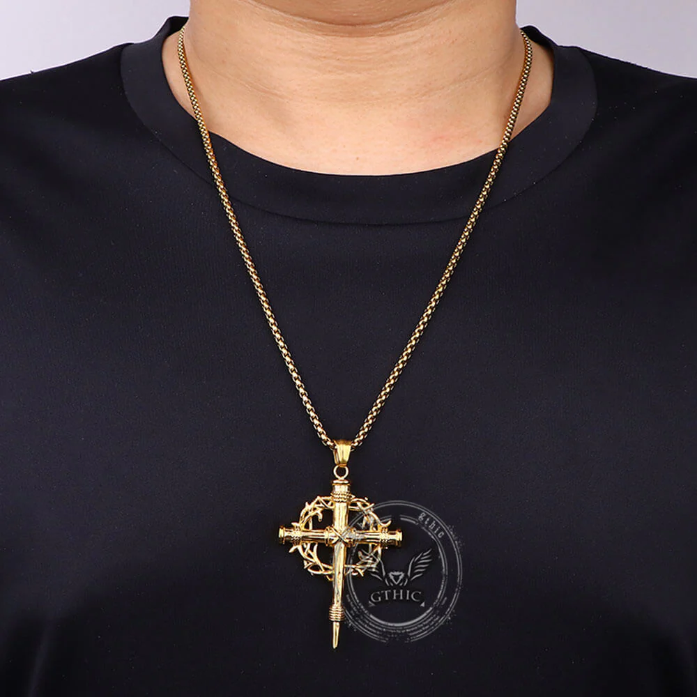 17660-vintage-thorn-wreath-stainless-steel-cross-pendant-3.webp Vintage Thorn Wreath Stainless Steel Cross Pendant