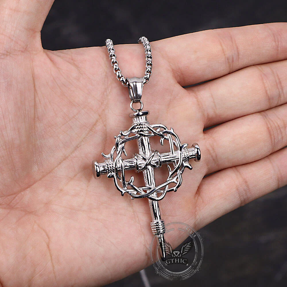 17660-vintage-thorn-wreath-stainless-steel-cross-pendant-5.webp Vintage Thorn Wreath Stainless Steel Cross Pendant