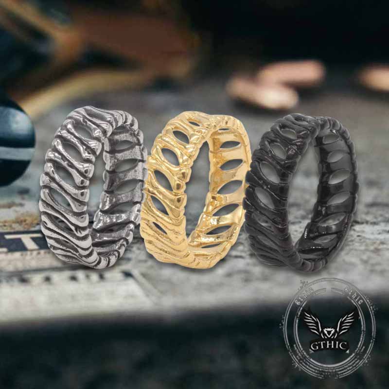 Vintage Bones Splicing Hollow Stainless Steel Ring