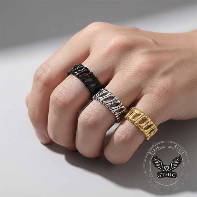 Vintage Bones Splicing Hollow Stainless Steel Ring