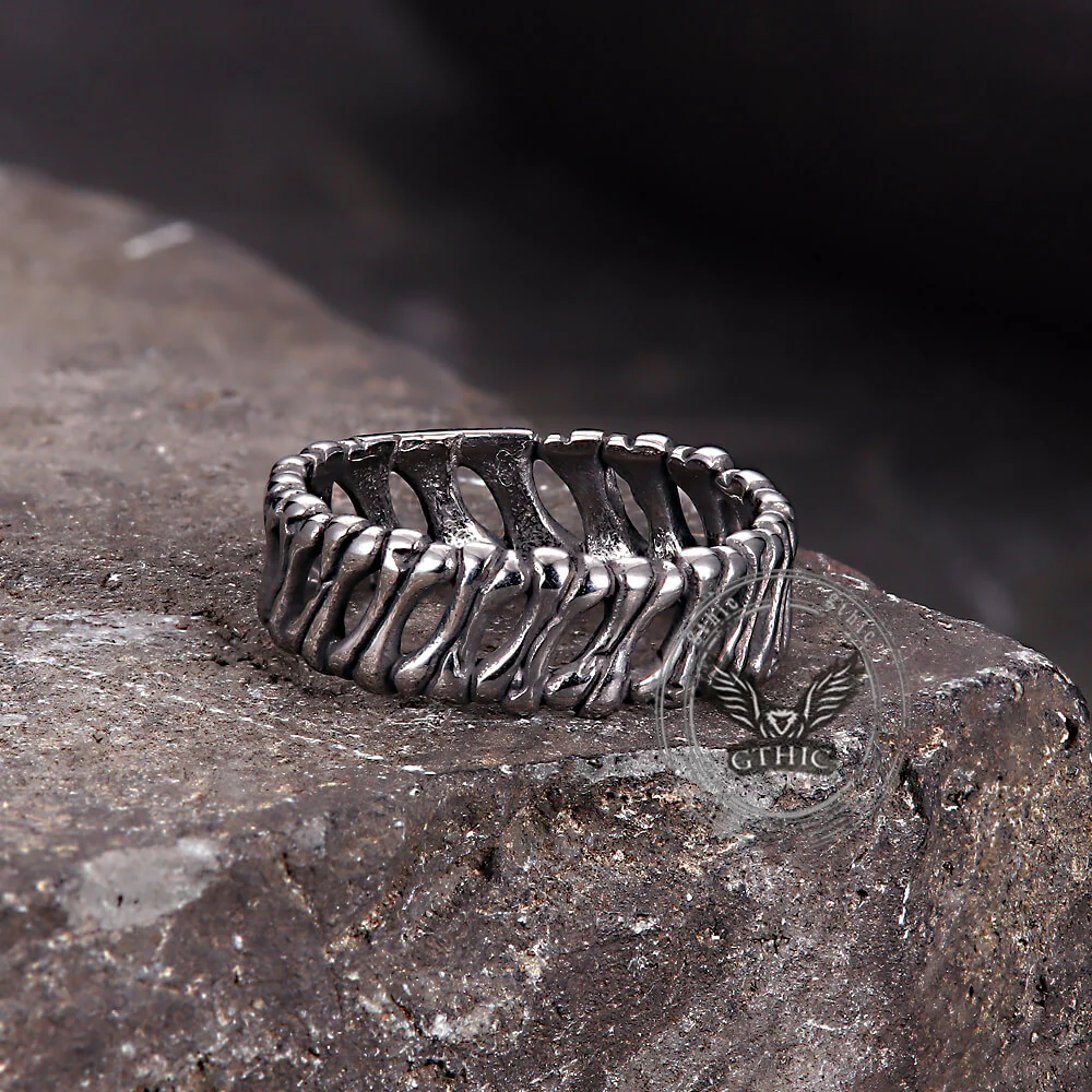 Vintage Bones Splicing Hollow Stainless Steel Ring