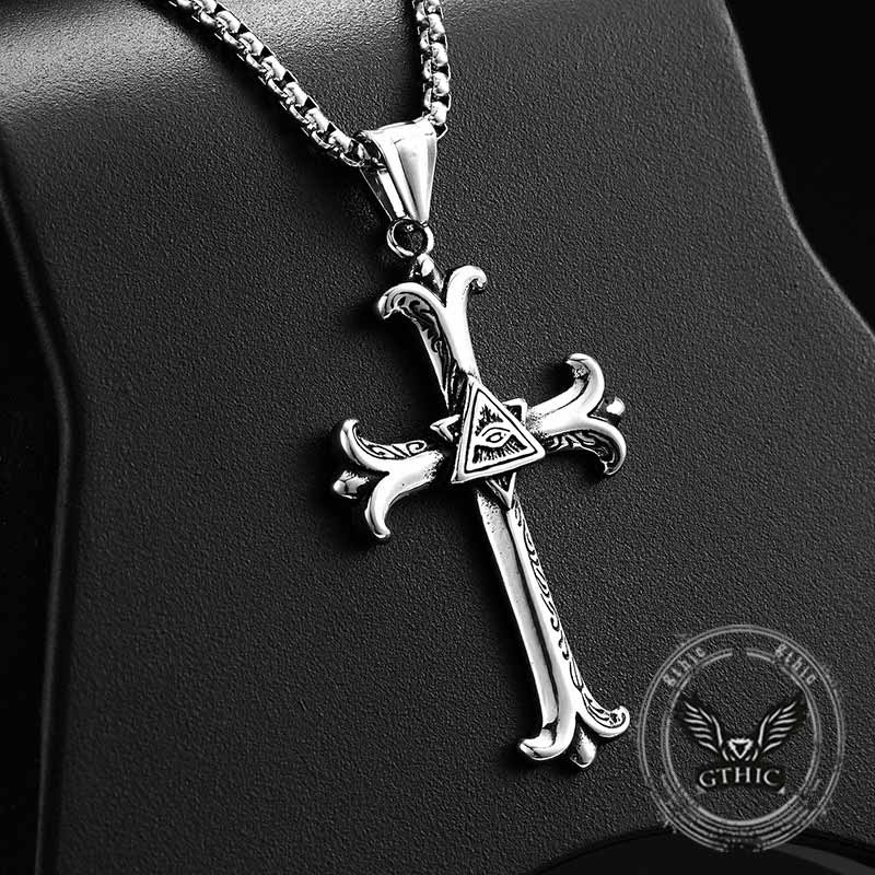 17809-vintage-all-seeing-eye-cross-stainless-steel-pendant-5.jpg Vintage All-Seeing Eye Cross Stainless Steel Pendant