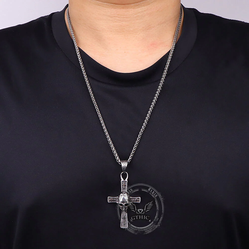 Hip Hop Skull Cross Stainless Steel Pendant