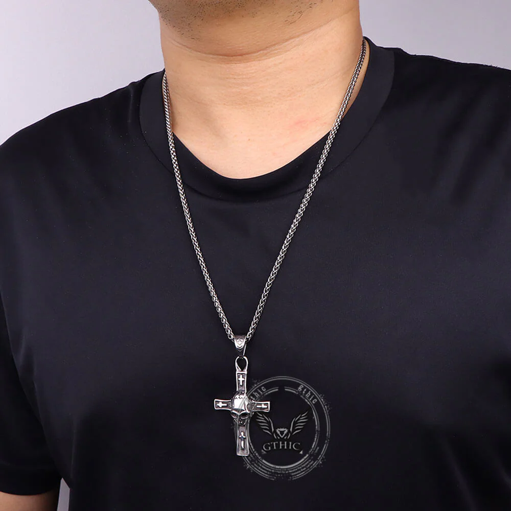 Hip Hop Skull Cross Stainless Steel Pendant