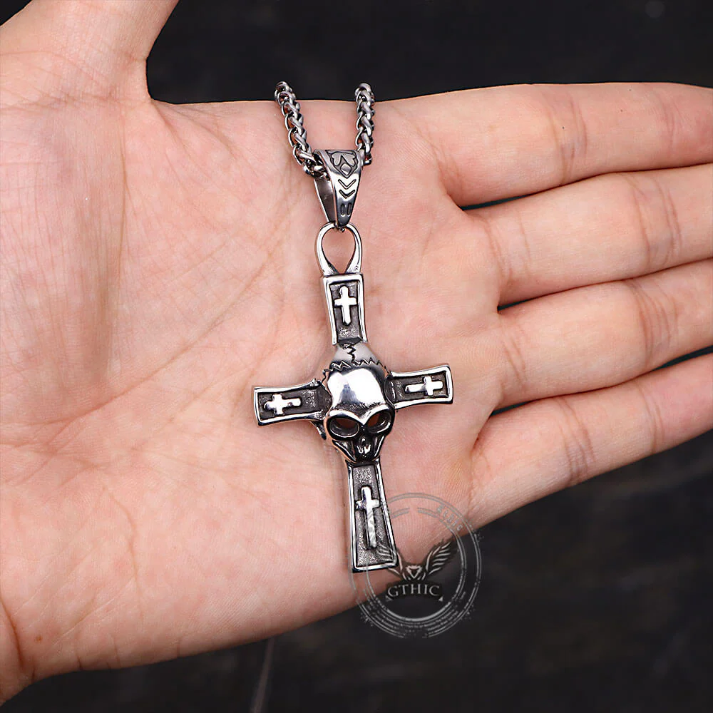 Hip Hop Skull Cross Stainless Steel Pendant