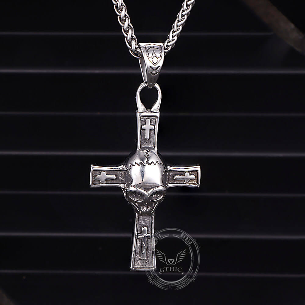 Hip Hop Skull Cross Stainless Steel Pendant