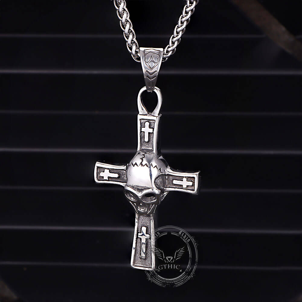 Hip Hop Skull Cross Stainless Steel Pendant