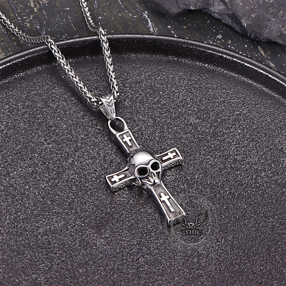 Hip Hop Skull Cross Stainless Steel Pendant