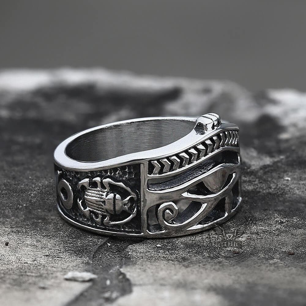 Egyptian Eye of Ra Ankh Stainless Steel Egypt Ring