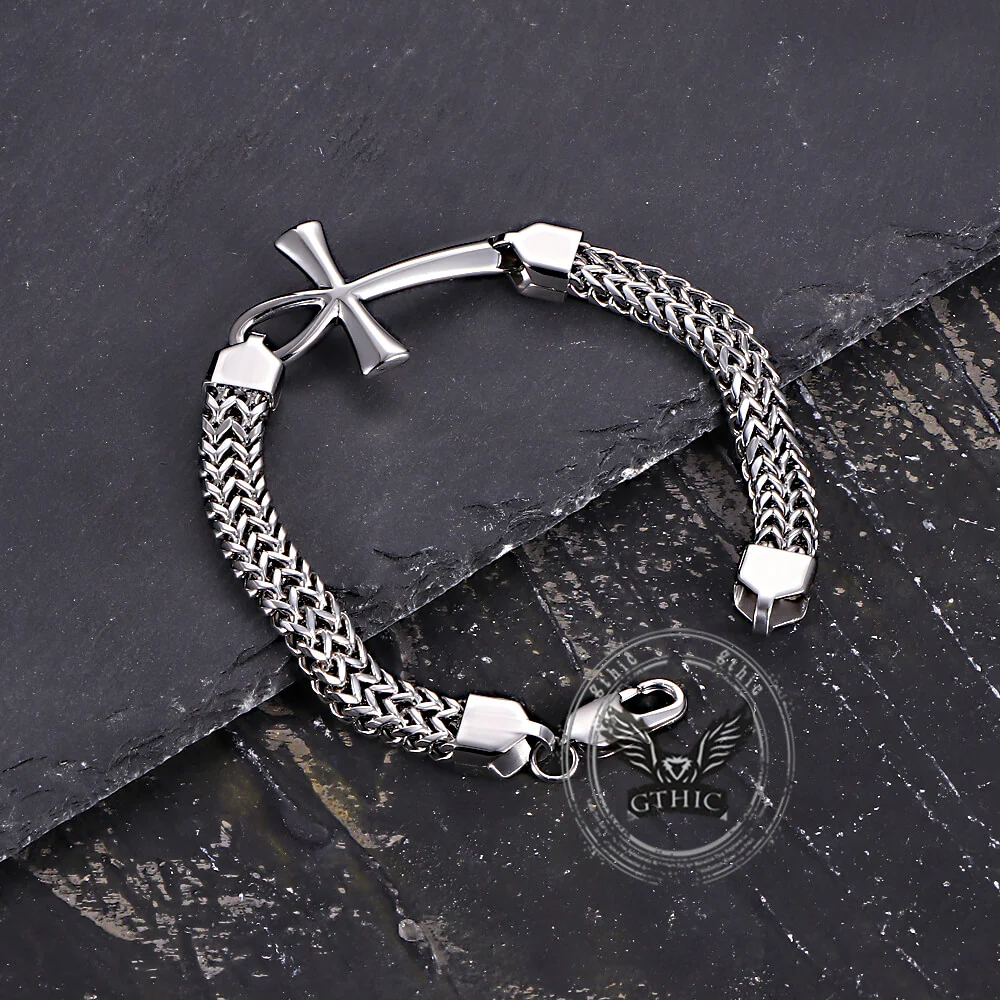 17923-double-row-chain-ankh-cross-stainless-steel-bracelet-13.webp Double-Row Chain Ankh Cross Stainless Steel Bracelet