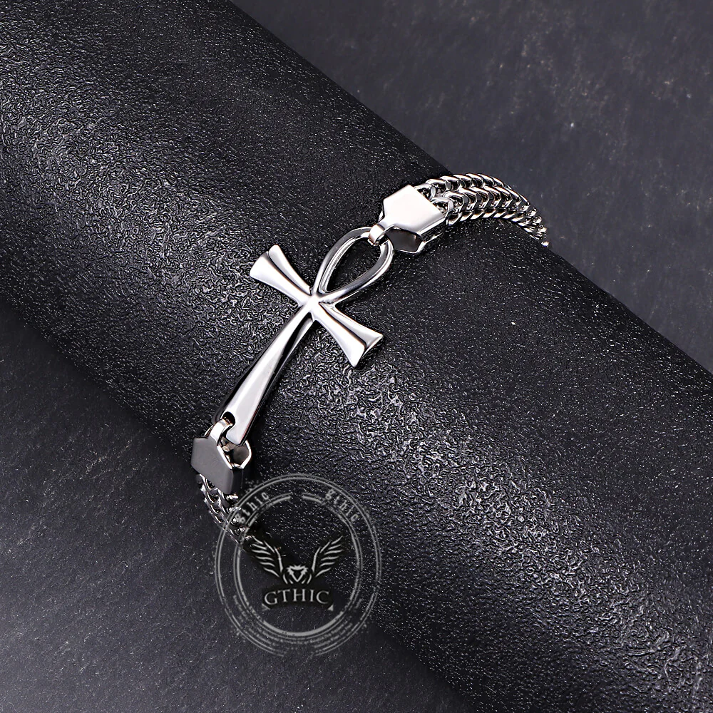 17923-double-row-chain-ankh-cross-stainless-steel-bracelet-8.webp Double-Row Chain Ankh Cross Stainless Steel Bracelet