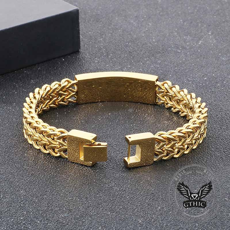 Vintage Tiger Eye Diamond-Set Stainless Steel Bracelet