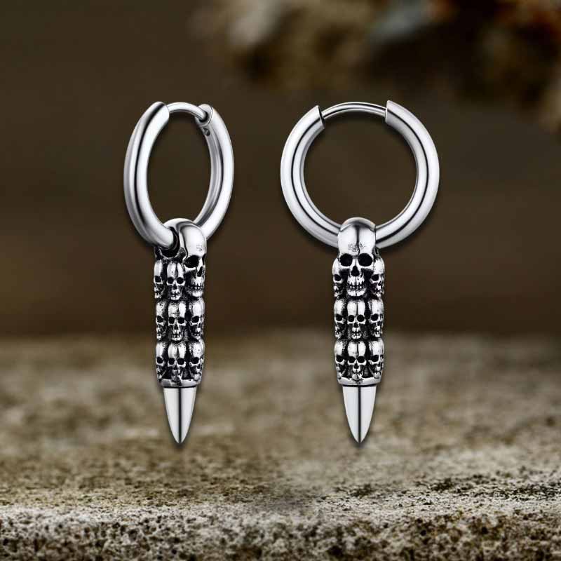 17936-vintage-stacked-skull-bullet-stainless-steel-earrings-4.jpg Vintage Stacked Skull Bullet Stainless Steel Earrings