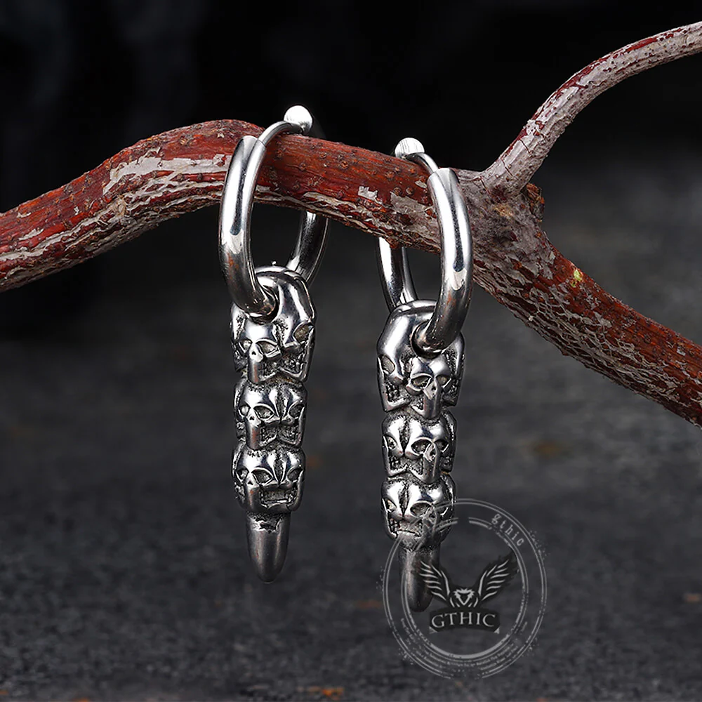 17936-vintage-stacked-skull-bullet-stainless-steel-earrings-6.webp Vintage Stacked Skull Bullet Stainless Steel Earrings
