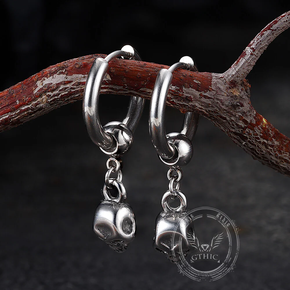 Gothic Skull Stainless Steel Hoop Earrings