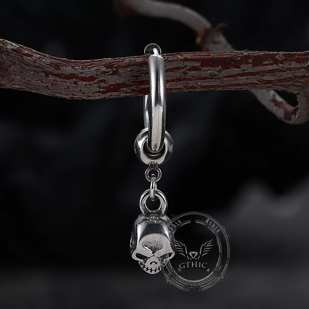 Gothic Skull Stainless Steel Hoop Earrings