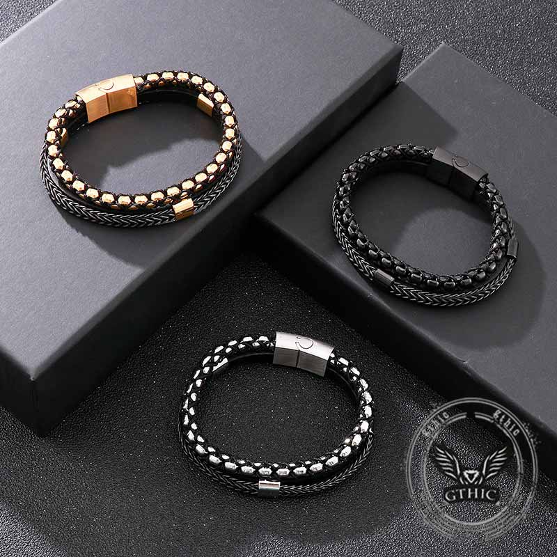 Multi-Layer Braided Stainless Steel Magnet Clasp Bracelet