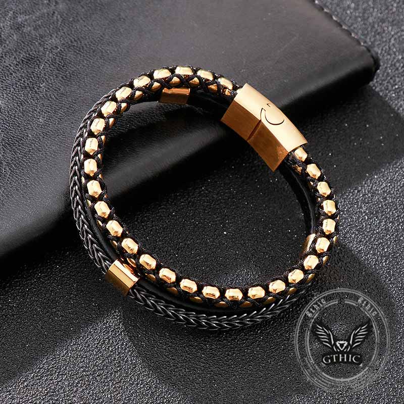 Multi-Layer Braided Stainless Steel Magnet Clasp Bracelet