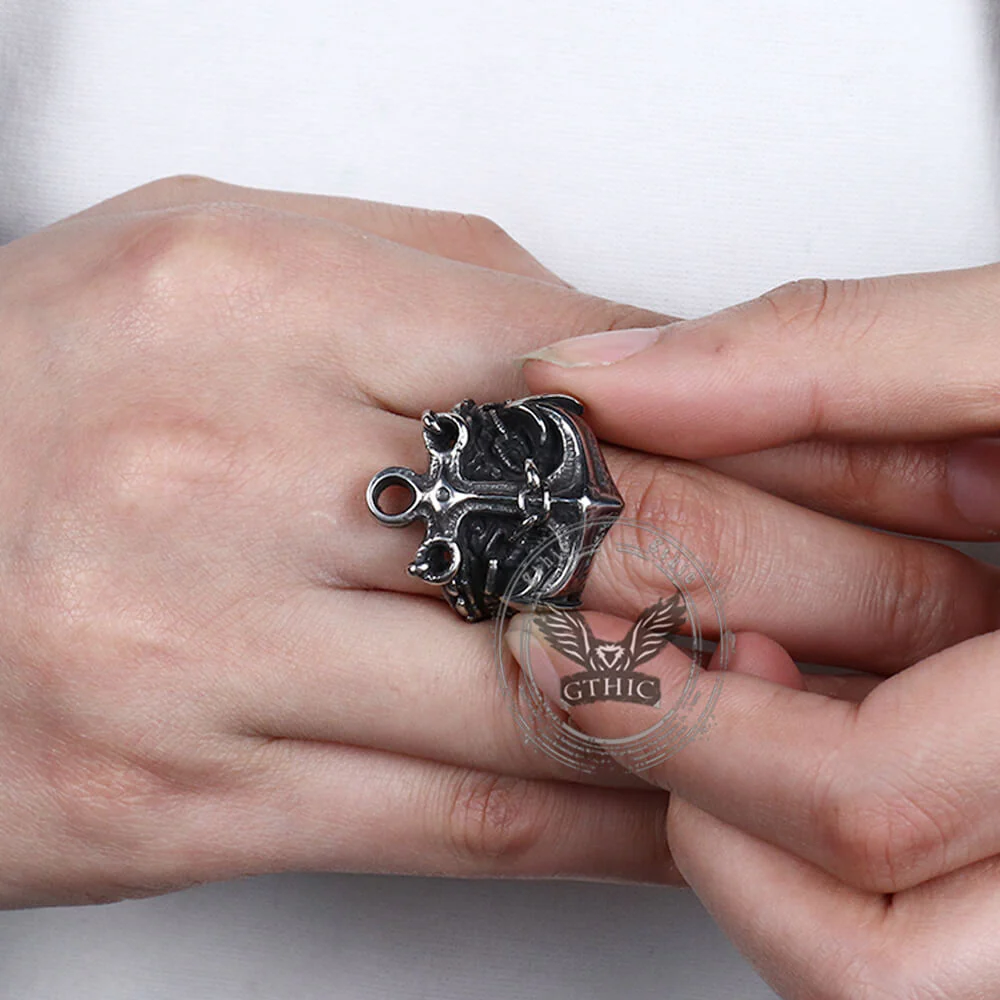 Vintage Anchor Chain Stainless Steel Marine Ring