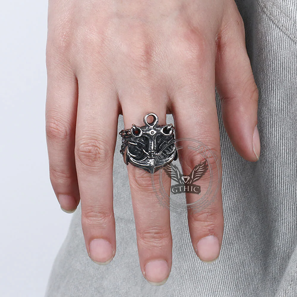 Vintage Anchor Chain Stainless Steel Marine Ring