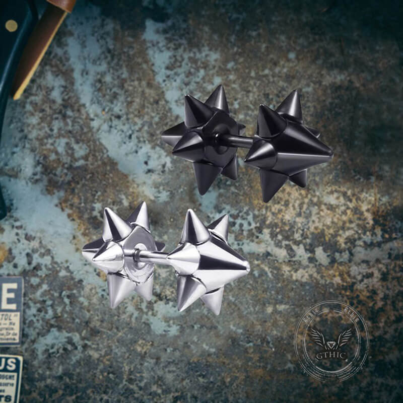 Punk Double-Sided Spiked Stainless Steel Earrings