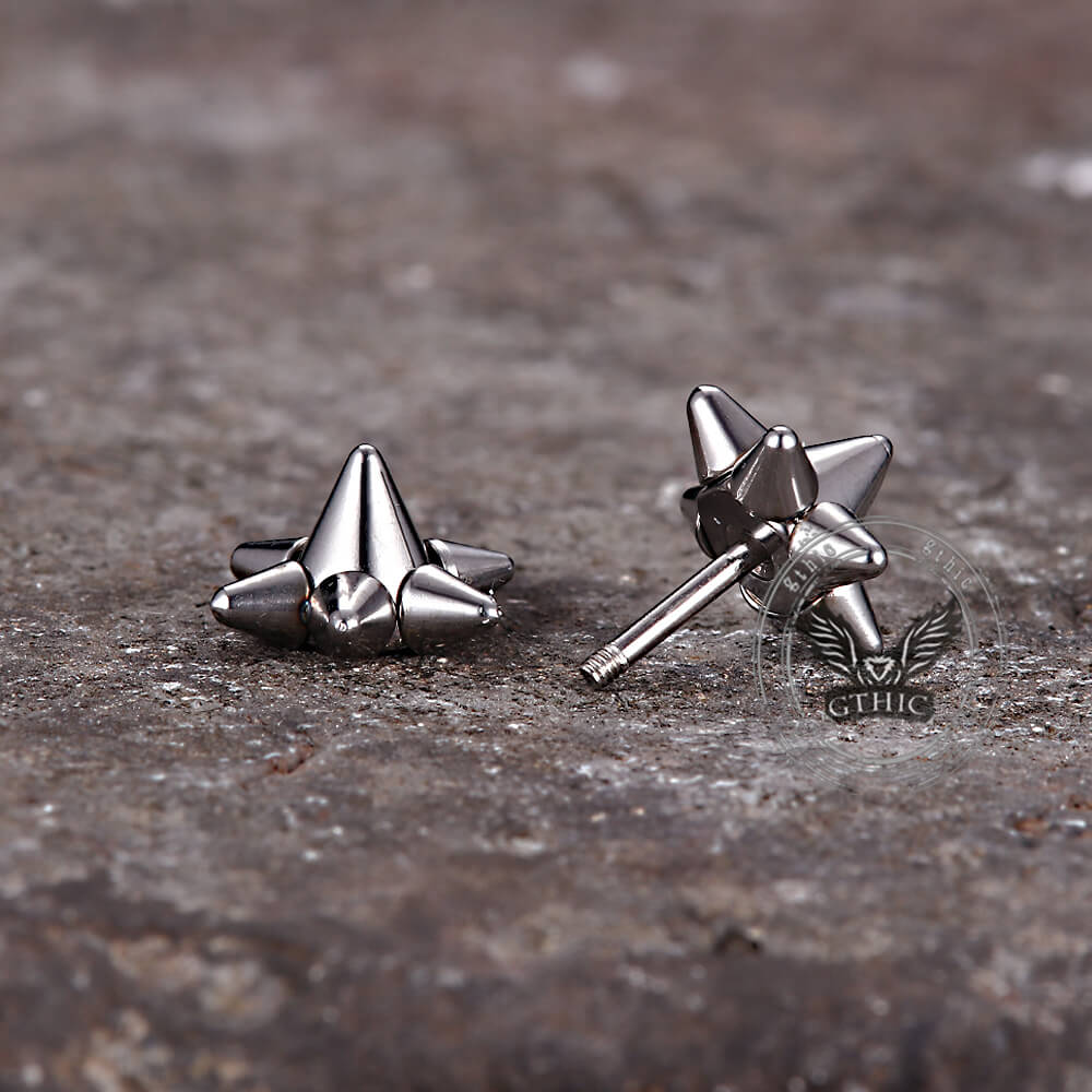 Punk Double-Sided Spiked Stainless Steel Earrings