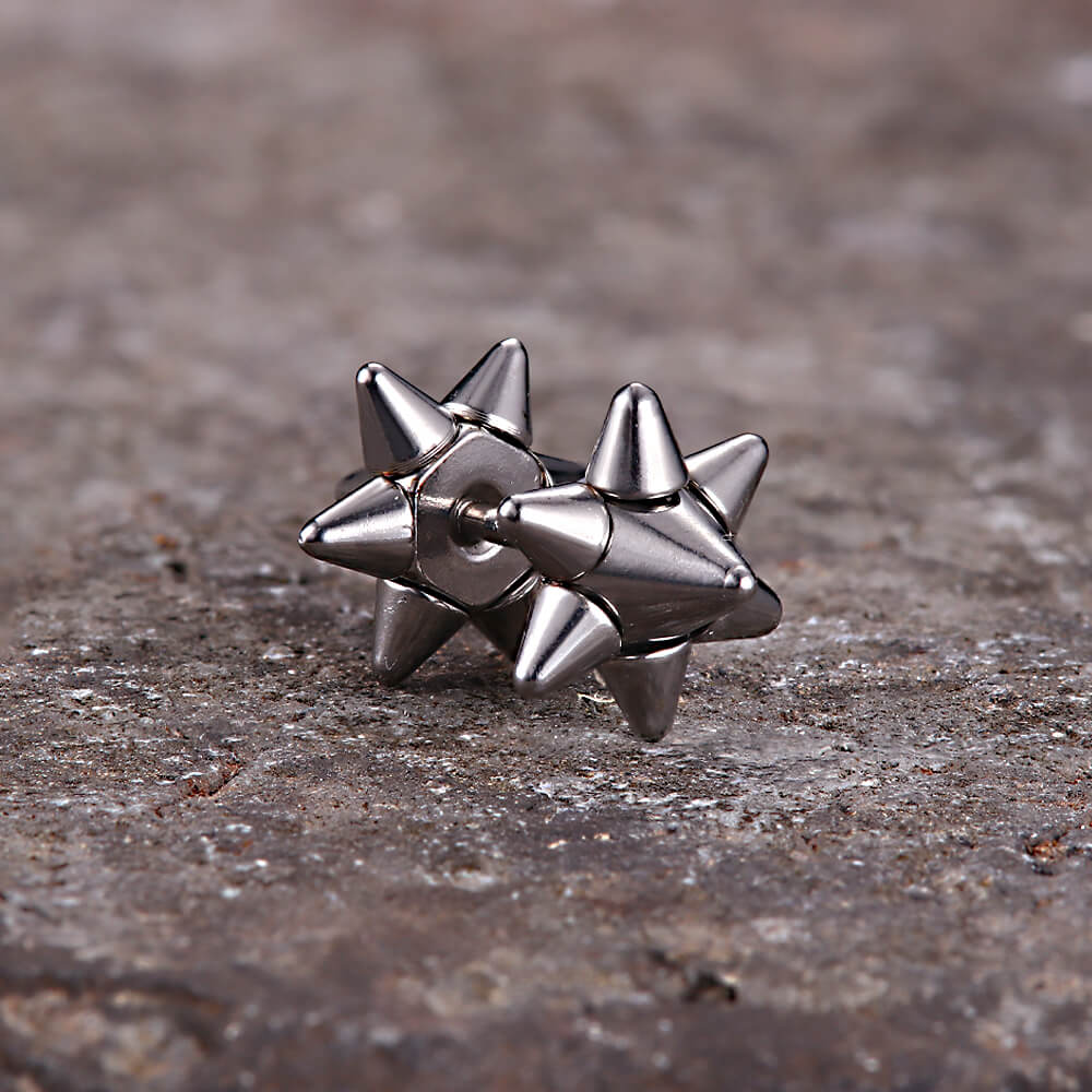 Punk Double-Sided Spiked Stainless Steel Earrings