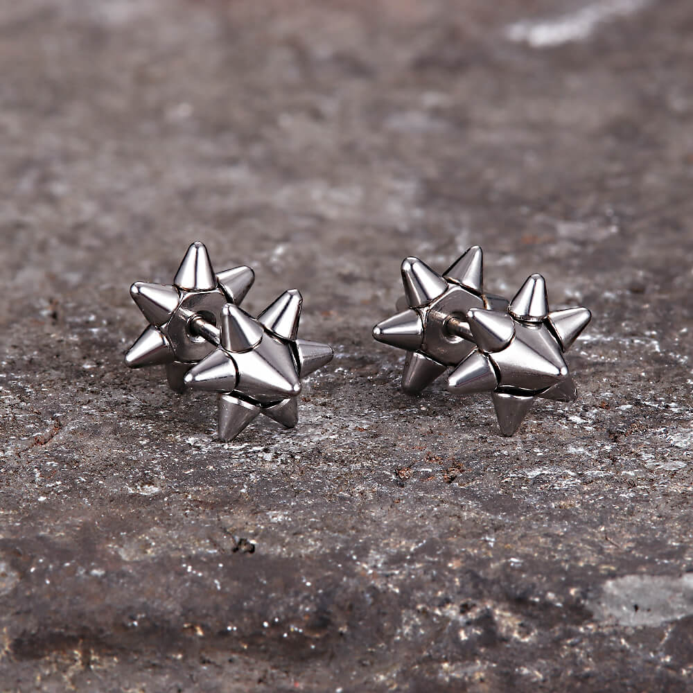 Punk Double-Sided Spiked Stainless Steel Earrings