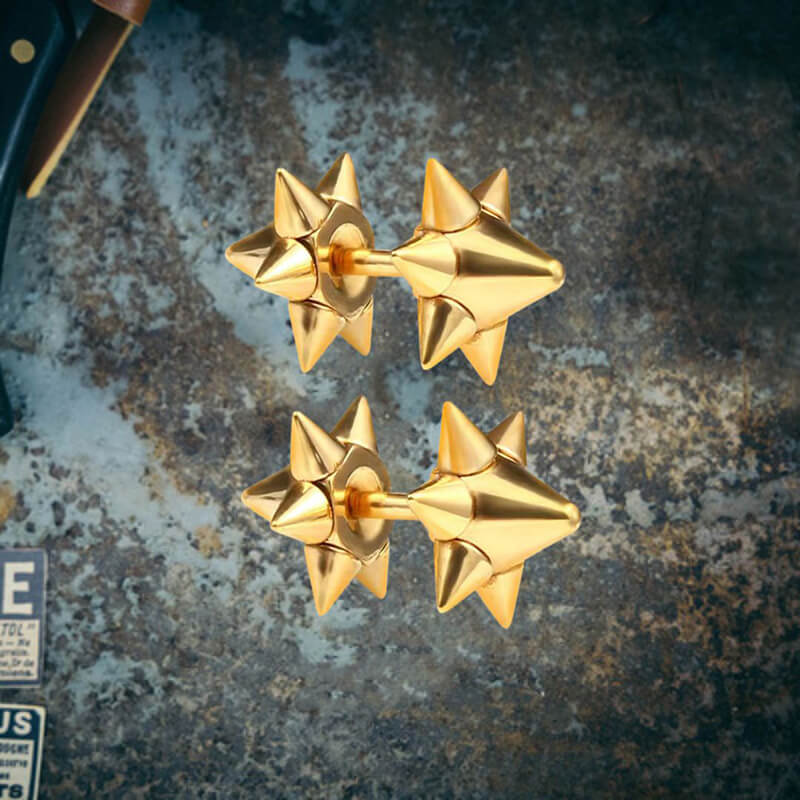 Punk Double-Sided Spiked Stainless Steel Earrings