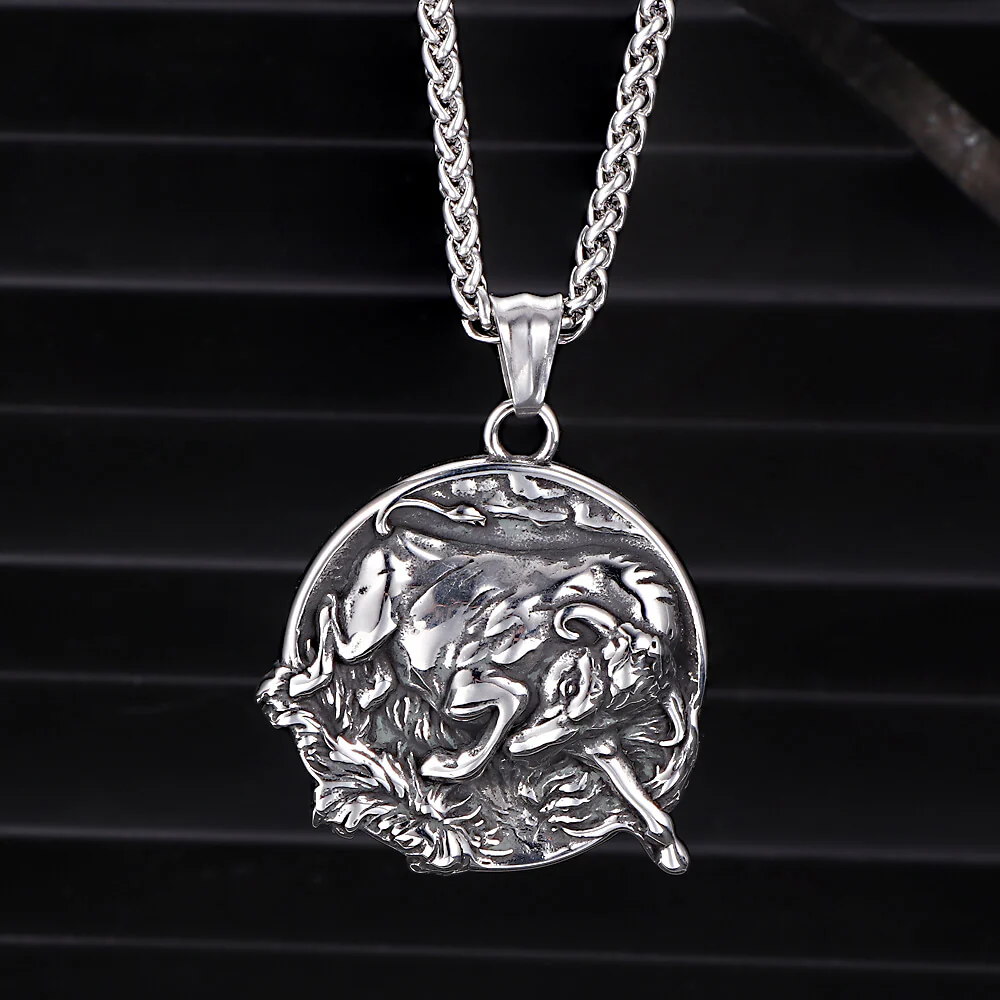 Punk Bull Charging Stainless Steel Animal Pendant